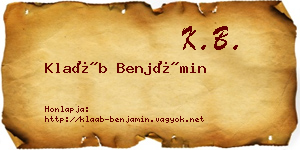 Klaáb Benjámin névjegykártya